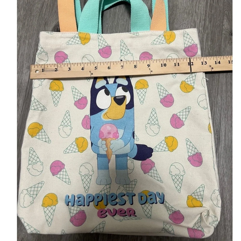 Bluey Happiest Day Ever, ice cream, canvas tote bag